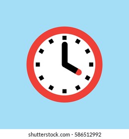 Clock icon, 4 O'clock vector illustration on blue background