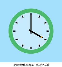Clock icon. 4 O'clock vector illustration on blue background.
