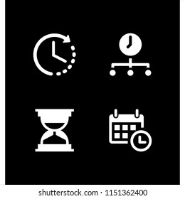 clock icon. 4 clock set with time, time left, hourglass and calendar with a clock time tools vector icons for web and mobile app