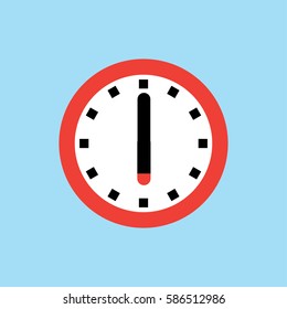 Clock icon, 6 O'clock vector illustration on blue background