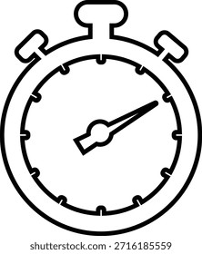 Uhrensymbol mit analogen Wanduhren und Stoppuhr-Timer-Symbolen in schwarzer Linie und Umriss-Stil, Zeitmessung Uhr Piktogramm Paket für Zeitplan Alarm Countdown UI Design