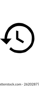 Clock icon with arrow around it, symbolizing time, history, schedule, or restore, in clean black and white vector style.