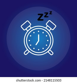 Clock icon with arrows at night sleeping time on blue background. Vector illustration.