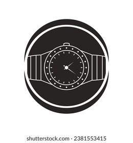 clock icon in black circle vector template illustration logo design