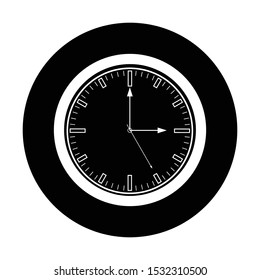clock icon in black and isolated circle vector illustration