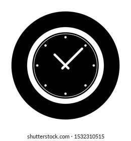 clock icon in black and isolated circle vector illustration