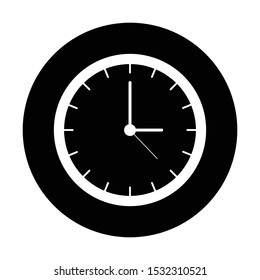 clock icon in black and isolated circle vector illustration
