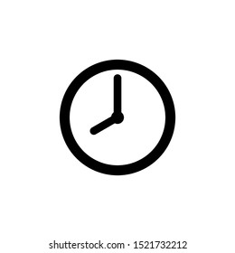 clock icon black outline isolated on white background. vector illustration