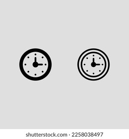 clock icon black and outline set isolated vector illustration