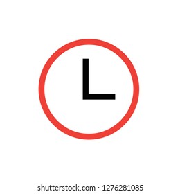 Clock icon. Black and red line series.