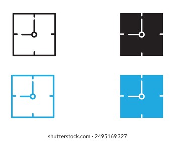 Clock icon black and white vector outline sign
