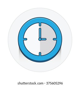 Clock icon blue flat color