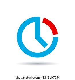 clock icon, blue and red color 