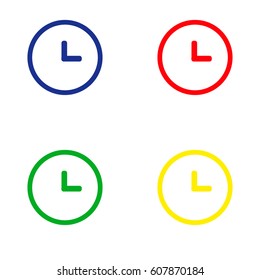 Clock icon. Blue.Red. Green. Yellow.