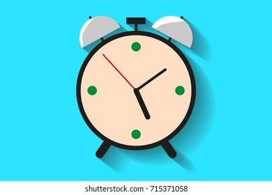 Clock icon. Business concept time watch pictogram. Vector illustration on green background with  shadow.