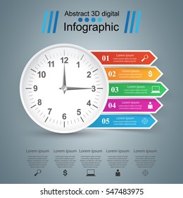 Clock icon. Business infographics. 