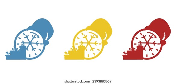 Uhrsymbol, Weihnachten auf weißem Hintergrund, Vektorgrafik