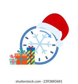Uhrsymbol, Weihnachten auf weißem Hintergrund, Vektorgrafik