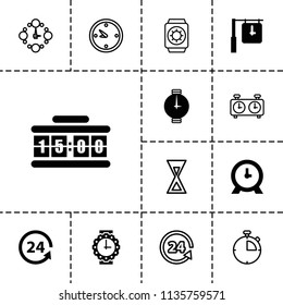 Clock icon. collection of 13 clock filled and outline icons such as 24 support, wrist watch for woman, wrist watch. editable clock icons for web and mobile.