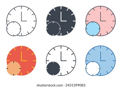 Clock icon collection with different styles. Time management symbol vector illustration isolated on white background