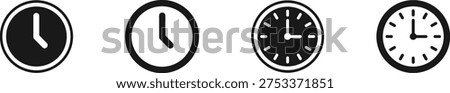 Clock icon collection featuring wall clocks and time symbols representing schedule, deadline and time management concepts. Perfect for business dashboards, productivity tools, office planning, reminders, calendars and digital interface designs.