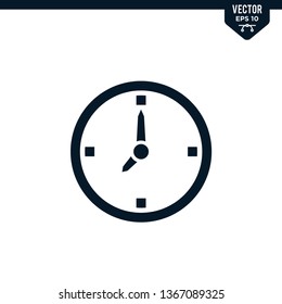 Clock icon collection in glyph style, solid color vector