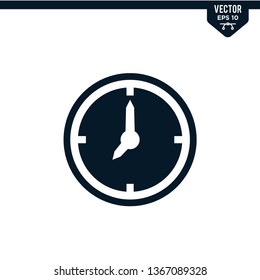 Clock icon collection in glyph style, solid color vector