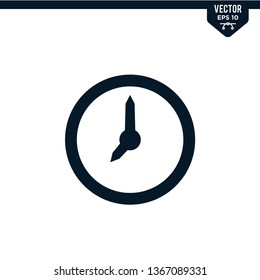 Clock icon collection in glyph style, solid color vector
