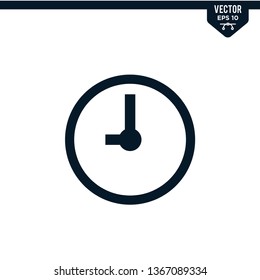 Clock icon collection in glyph style, solid color vector