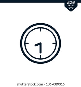 Clock icon collection in outlined or line art style, editable stroke vector