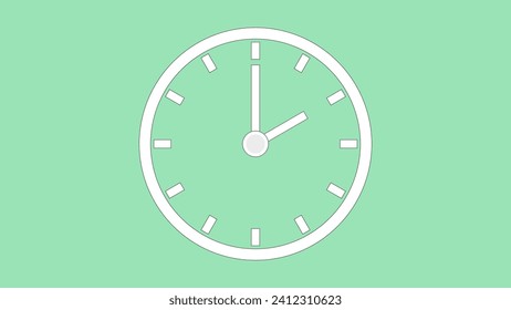 Clock icon color code 9AE3B7 arrow show 2 hour about 12.00 to 2.01. on the  background.