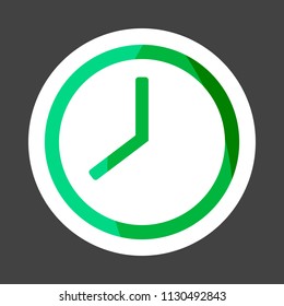 Clock icon colored sticker. Layers grouped for easy editing illustration. For your design.