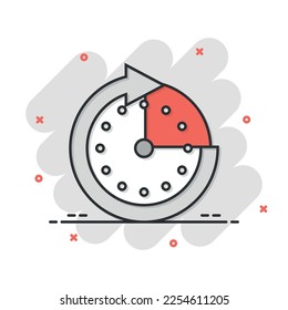 Clock icon in comic style. All day business and service cartoon vector illustration on isolated background. Quick service time splash effect sign business concept. - Shutterstock ID 2254611205