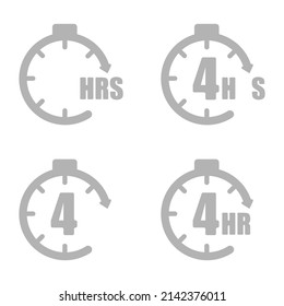 Clock Icon, Concept 4 Hours Later, Vector Illustration