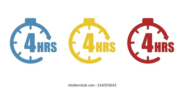 Clock Icon, Concept 4 Hours Later, Vector Illustration