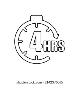 Clock Icon, Concept 4 Hours Later, Vector Illustration