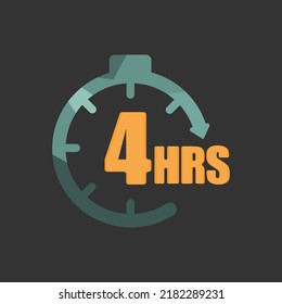 Clock Icon, Concept 4 Hours Later, Vector Illustration