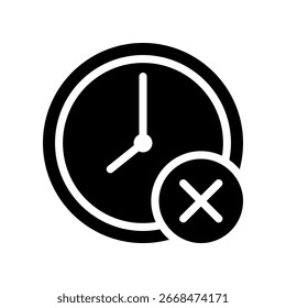 Clock Icon with Cross Symbol Indicating Time Expired or Unavailable