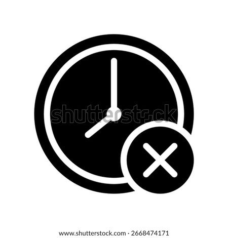 Clock Icon with Cross Symbol Indicating Time Expired or Unavailable