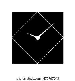 clock icon, cube-shaped clock on a black background