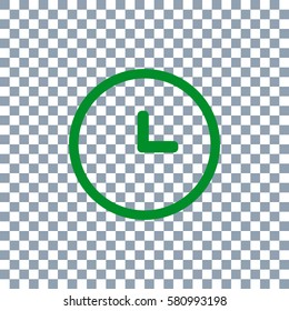 Clock icon. Dark green icon on transparent background.