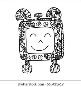 Clock icon design, doodle sketch.