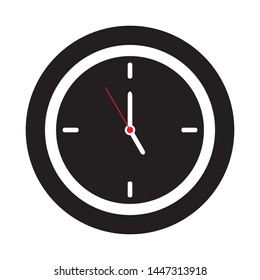 Clock icon design. Clock icon in flat style on background. Clock icon logo, app, UI. Vector illustration.