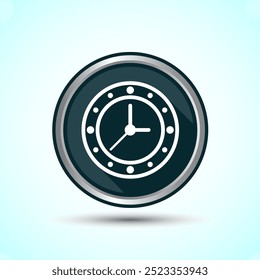 Clock Icon Design Illustration, Watch Icon For Apps and Websites, Gray Shadow Button Design