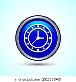 Ilustración del diseño del icono del reloj, Icono del reloj para los App y los Sitios web, diseño redondo del Botón del color azul