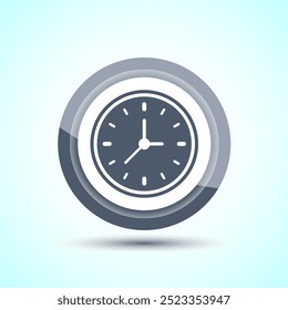 Clock Icon Design Illustration, Watch Icon For Apps and Websites, Gray Color Button Design