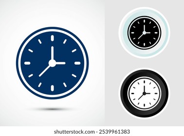 Clock Icon Design Illustration, Watch Icon For Apps and Websites, Color, Black and White