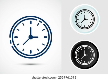 Ilustración del diseño del icono del reloj, icono del reloj para los App y los Sitios web, color, blanco y negro