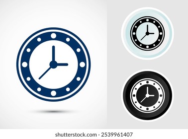 Clock Icon Design Illustration, Watch Icon For Apps and Websites, Color, Black and White