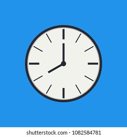 Clock icon design isolated on a blue background for website design in flat style. Office clock icon, Time icon. Vector illustration, eps10